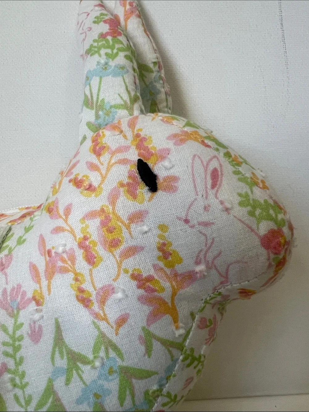 Floral Fabric Bunny Plush Purse with Matching Fabric Hair Bow Barrette